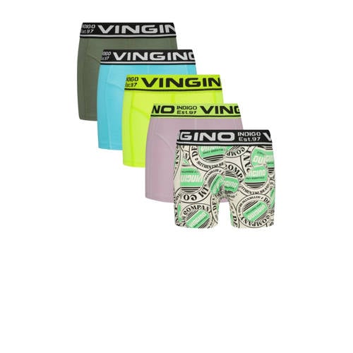 Vingino boxershort Colors - set van 5 neongeel/multicolor Jongens Stretchkatoen