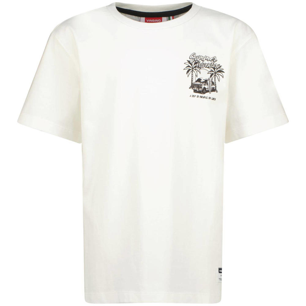 Witte jongens Vingino T-shirt Hatsa van katoen met backprint, korte mouwen en ronde hals