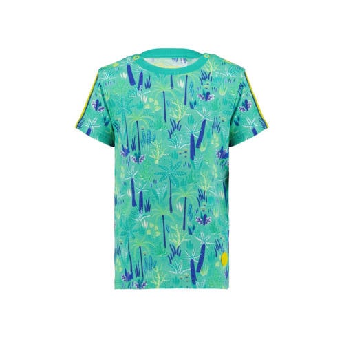 4PRESIDENT T-shirt met all over print turquoise Blauw Jongens Stretchkatoen Ronde hals - 104