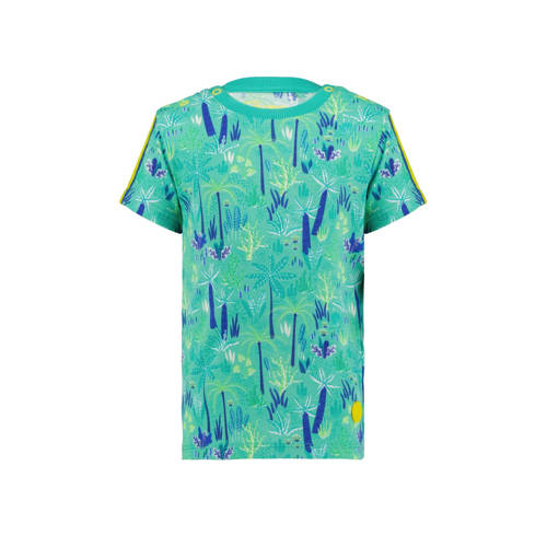 4PRESIDENT T-shirt met all over print turquoise Blauw Jongens Stretchkatoen Ronde hals
