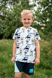 thumbnail: 4PRESIDENT T-shirt met all over print blauw/groen/wit