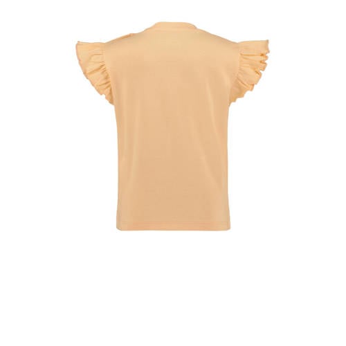 4PRESIDENT T-shirt met printopdruk en ruches oranje Meisjes Stretchkatoen Ronde hals 116