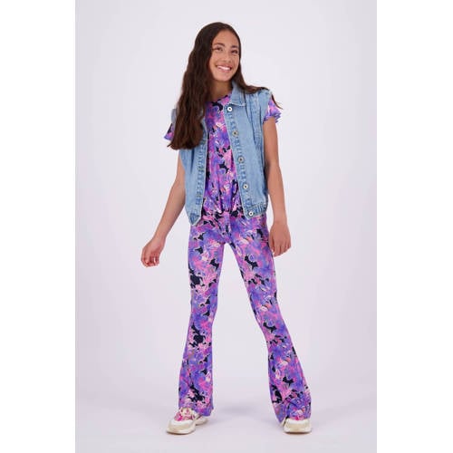 VINGINO T-shirt met all over print paars donkerblauw Meisjes Viscose Ronde hals 128
