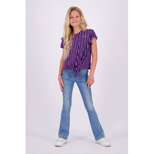 VINGINO gestreept T-shirt paars zwart Meisjes Viscose Ronde hals Streep 128