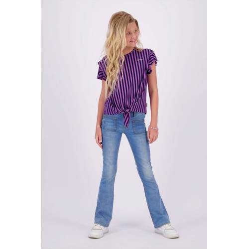 VINGINO gestreept T-shirt paars zwart Meisjes Viscose Ronde hals Streep 128