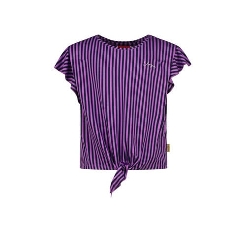 Vingino gestreept T-shirt paars/zwart Meisjes Viscose Ronde hals Streep