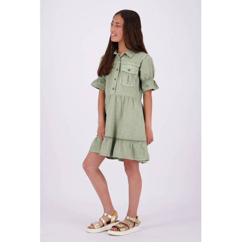 VINGINO jurk olijfgroen Meisjes Katoen Klassieke kraag Effen 128