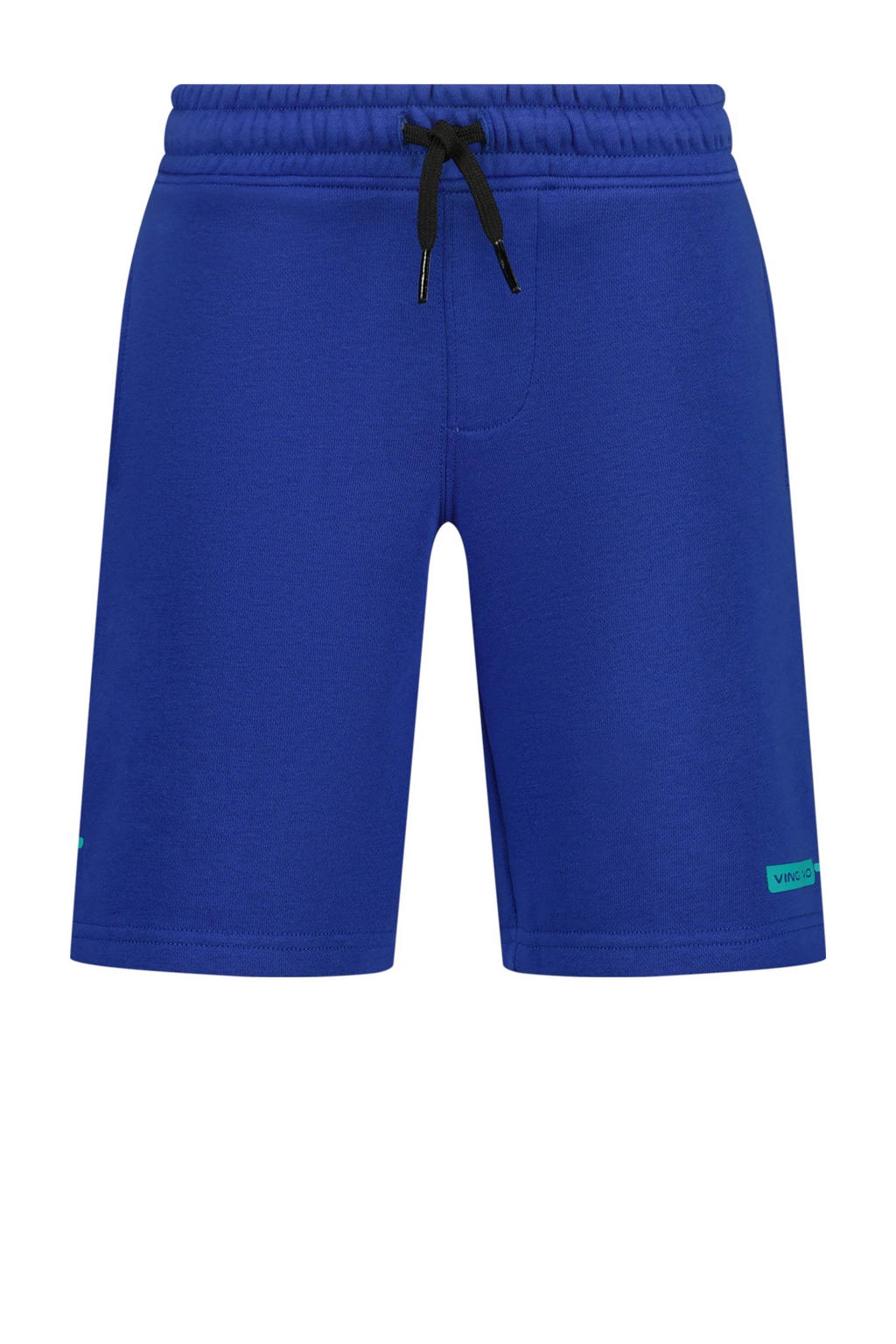Blauwe jongens Vingino sweatshort met elastische tailleband met koord en effen
