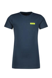 thumbnail: Set van 2 wit en donkerblauwe jongens Vingino T-shirt van katoen met effen, korte mouwen en V-hals