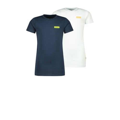 Vingino T-shirt - set van 2 mintgroen/donkerblauw Jongens Katoen V-hals