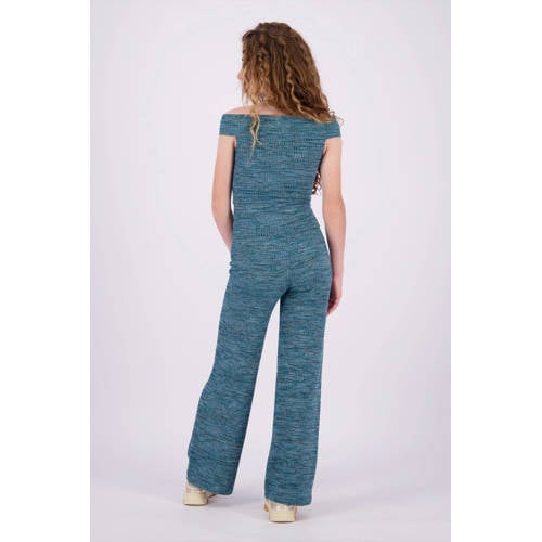 VINGINO gemêleerde wide leg broek petrol Blauw Meisjes Polyester Melée 128