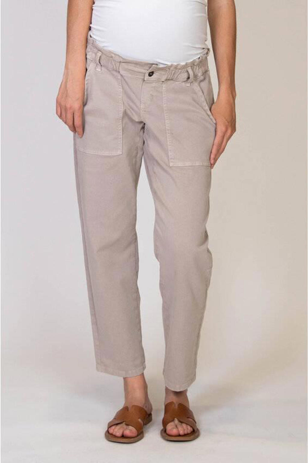 dames LOVE2WAIT loose fit broek van stretchkatoen met regular waist, elastische tailleband en effen