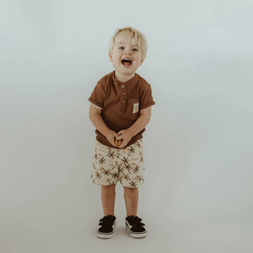 Your Wishes sweatshort Elon met all over print ecru bruin Korte broek Jongens Stretchkatoen 80