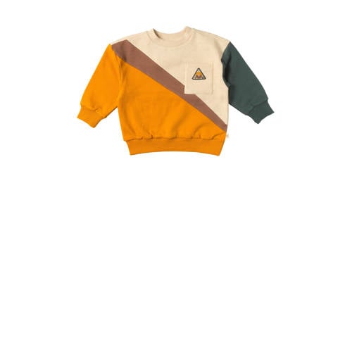 Your Wishes sweater Maddox oranje/ecru/grijs Trui Jongens Stretchkatoen Ronde hals