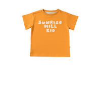 thumbnail: Oranje jongens Your Wishes T-shirt Paul van stretchkatoen met tekst print, korte mouwen en ronde hals