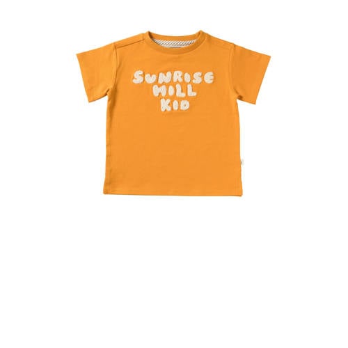 Your Wishes T-shirt Paul met tekst oranjebruin Jongens Stretchkatoen Ronde hals - 104