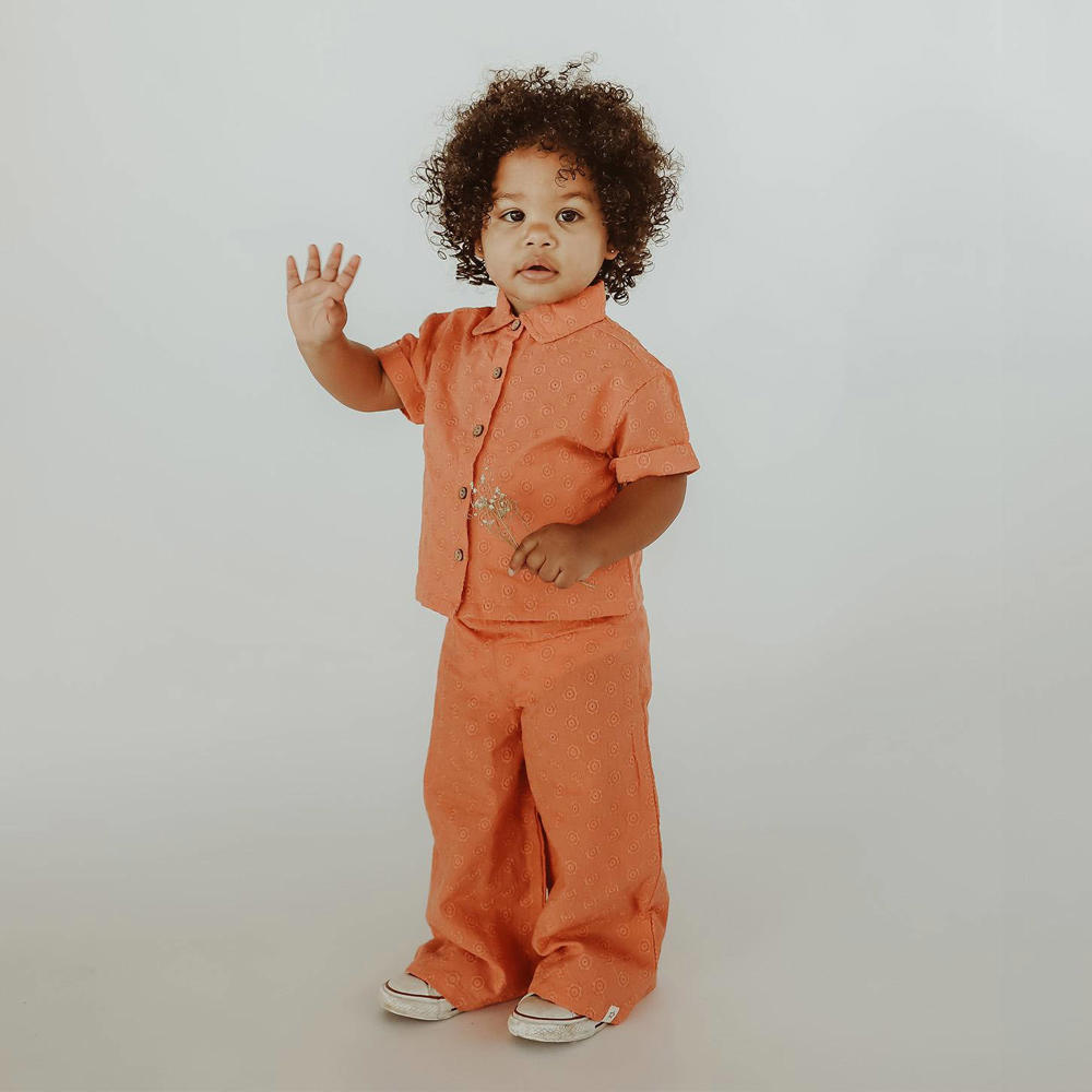 Oranje meisjes Your Wishes flared broek Bar van katoen met regular waist, elastische tailleband en effen