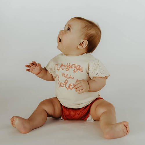 Your Wishes baby T-shirt Penny met tekst offwhite Ecru Meisjes Stretchkatoen Ronde hals 62