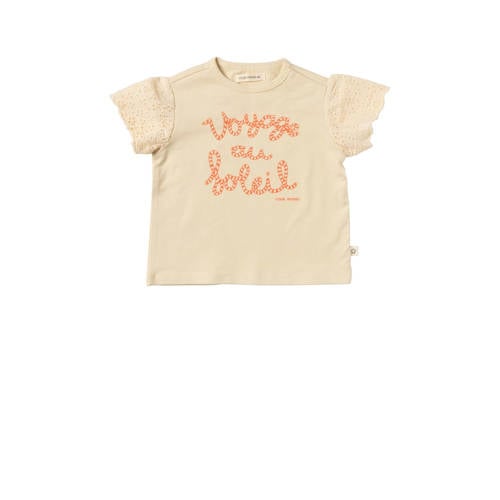 Your Wishes baby T-shirt Penny met tekst offwhite Ecru Meisjes Stretchkatoen Ronde hals