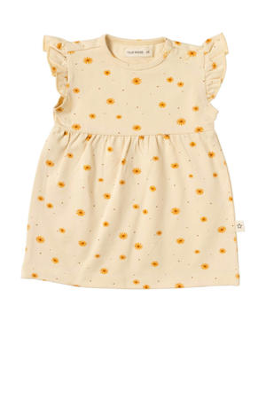 gebloemde baby jurk Pleun ecru/geel