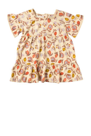 jurk Paulien met all over print en ruches roze
