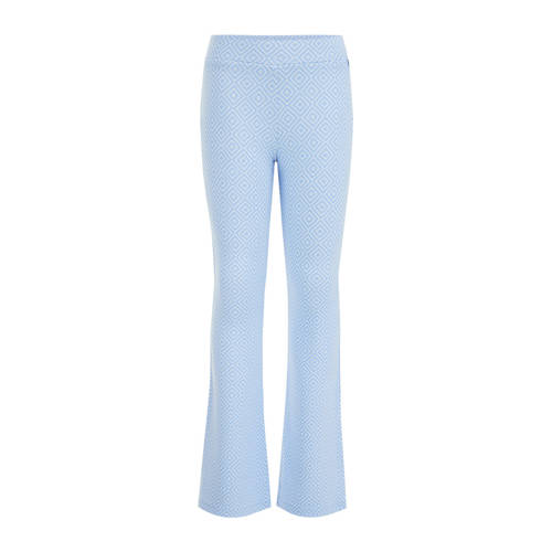 WE Fashion flared broek met all over print lichtblauw Meisjes Viscose All over print - 158