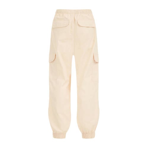 WE Fashion Blue Ridge loose fit cargobroek zand Beige Meisjes Katoen Effen 134