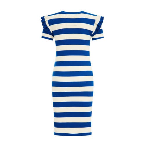 WE Fashion gestreepte jurk blauw wit Meisjes Katoen Ronde hals Streep 98 104