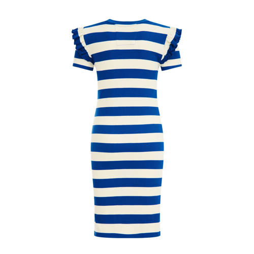 WE Fashion gestreepte jurk blauw wit Meisjes Katoen Ronde hals Streep 110 116