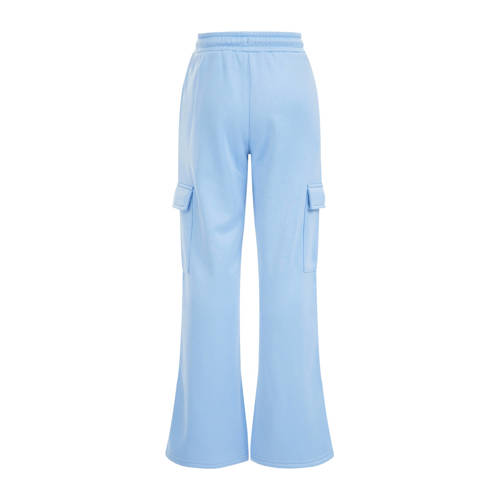WE Fashion straight fit joggingbroek lichtblauw Meisjes Gerecycled polyester 98
