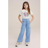 WE Fashion straight fit joggingbroek lichtblauw