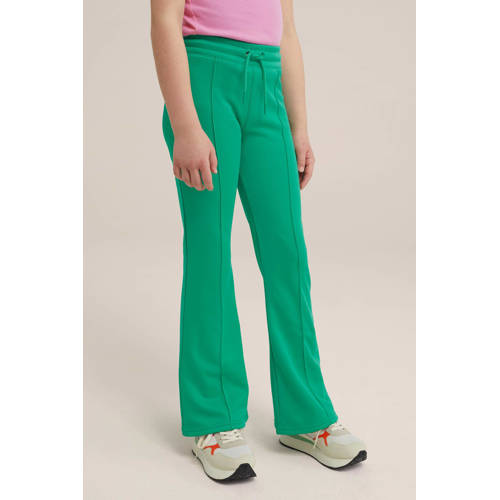 WE Fashion joggingbroek groen Meisjes Gerecycled polyester Effen 128