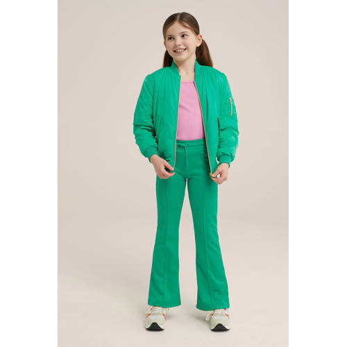 WE Fashion joggingbroek groen Meisjes Gerecycled polyester Effen 116