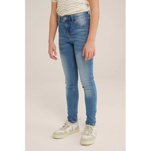 WE Fashion Blue Ridge super skinny jegging medium blue denim Jeans Blauw Meisjes Stretchdenim 104