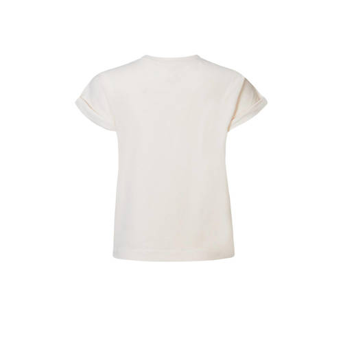 Noppies T-shirt met printopdruk wit roze Meisjes Stretchkatoen Ronde hals 104