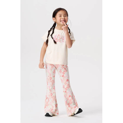 Noppies T-shirt met printopdruk wit roze Meisjes Stretchkatoen Ronde hals 92
