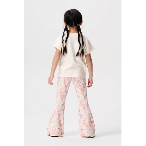 Noppies T-shirt met printopdruk wit roze Meisjes Stretchkatoen Ronde hals 92