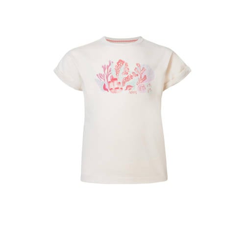Noppies T-shirt met printopdruk wit/roze Meisjes Stretchkatoen Ronde hals
