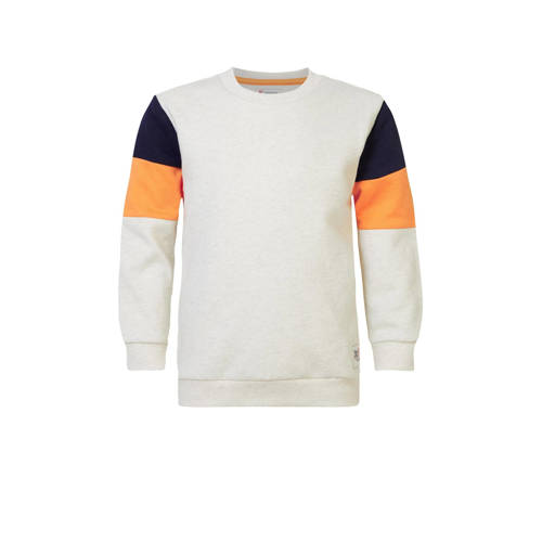 Noppies sweater met backprint ecru/oranje/zwart Jongens Katoen Ronde hals