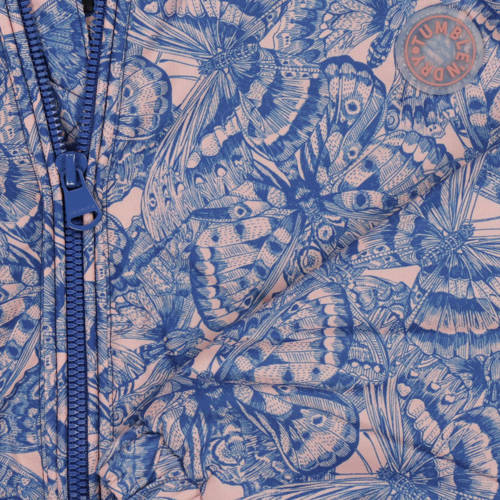 Tumble 'n Dry zomerjas Lilas met all over print blauw lichtroze Meisjes Polyester Opstaande kraag 122