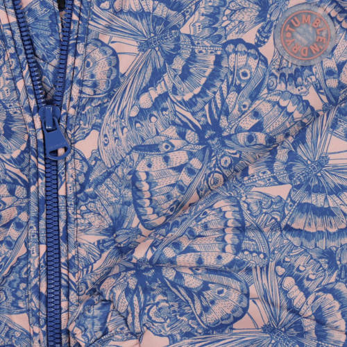 Tumble 'n Dry zomerjas Lilas met all over print blauw lichtroze Meisjes Gerecycled polyester Opstaande kraag 122