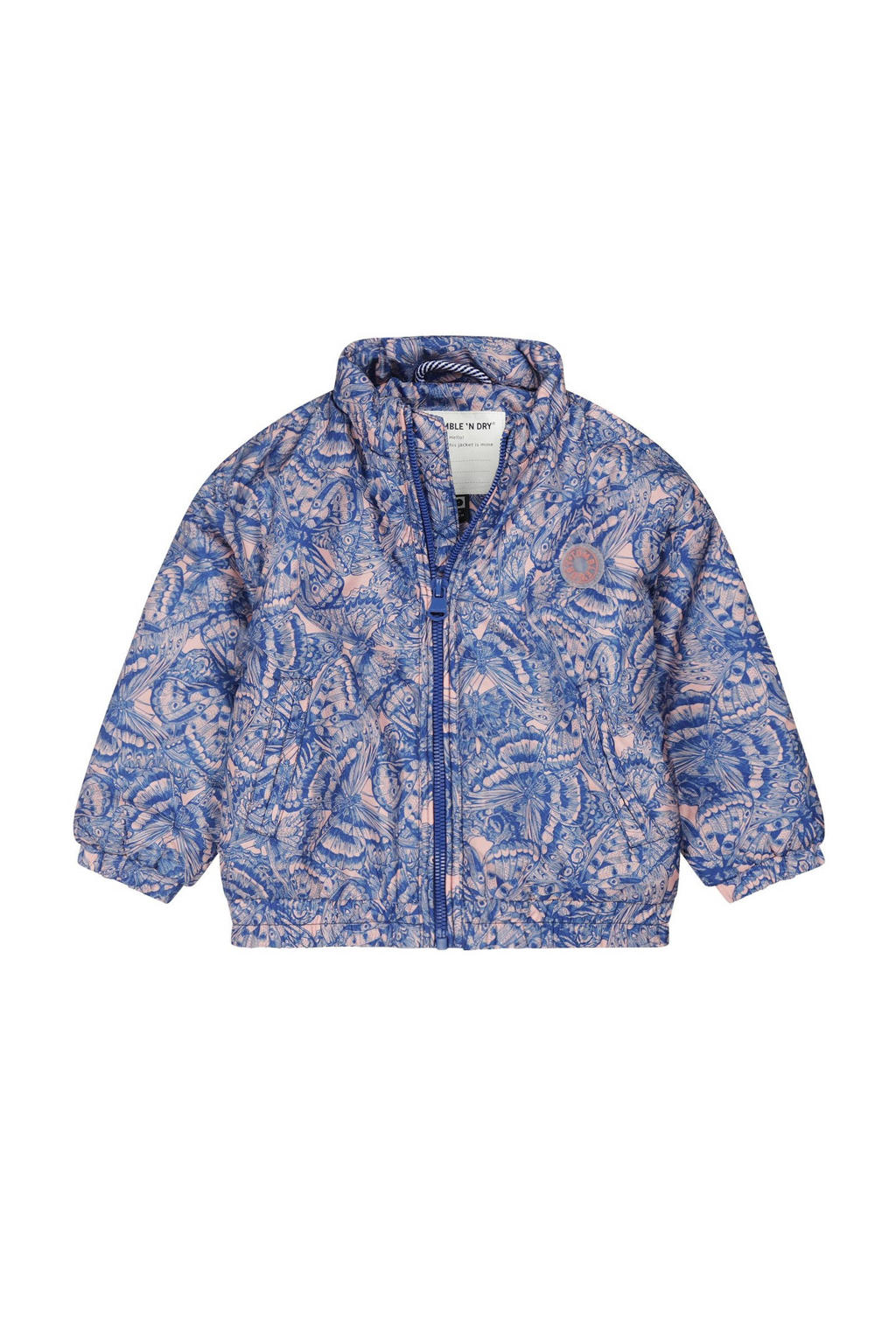 Blauw en lichtroze meisjes Tumble 'n Dry zomerjas Lilas van polyester met lange mouwen, opstaande kraag en ritssluiting