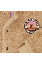 thumbnail: Ecru meisjes Tumble 'n Dry bomberjack zomer Fleury van gerecycled polyester met lange mouwen, ronde hals en drukknoopsluiting