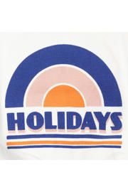 thumbnail: Wit, blauw en roze meisjes Tumble 'n Dry T-shirt Bonita Springs van biologisch katoen met kapmouwtjes en ronde hals