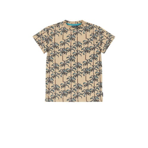 Tumble 'n Dry T-shirt Bakersfield met all over print zand/groen Beige Jongens Biologisch katoen Ronde hals