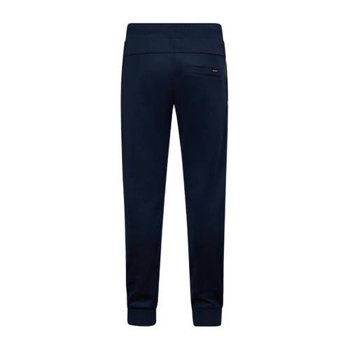 Retour Jeans joggingbroek Frederik met zijstreep donkerblauw felgeel Jongens Polyester 158 164