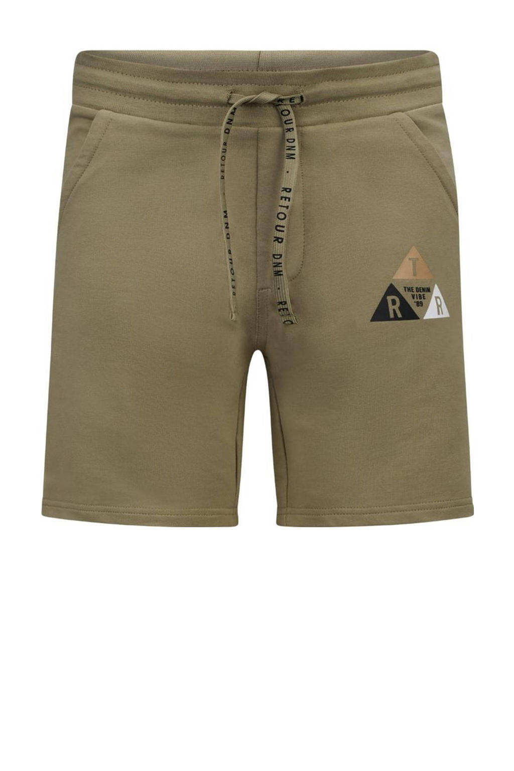 Groene jongens Retour Jeans sweatshort Leandro met effen