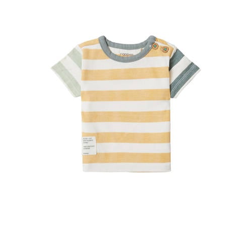 Noppies baby gestreept T-shirt Lake geel Jongens Gerecycled katoen Ronde hals