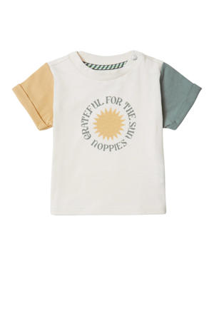 baby T-shirt Bisbee met printopdruk offwhite//groen/geel
