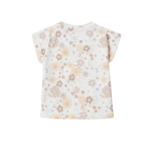 Noppies baby gebloemd T-shirt Camas zachtoranje lila wit Meisjes Biologisch katoen Ronde hals 50